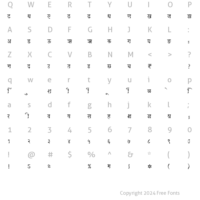 Character Map of SHREE-DEV7-4692 Regular