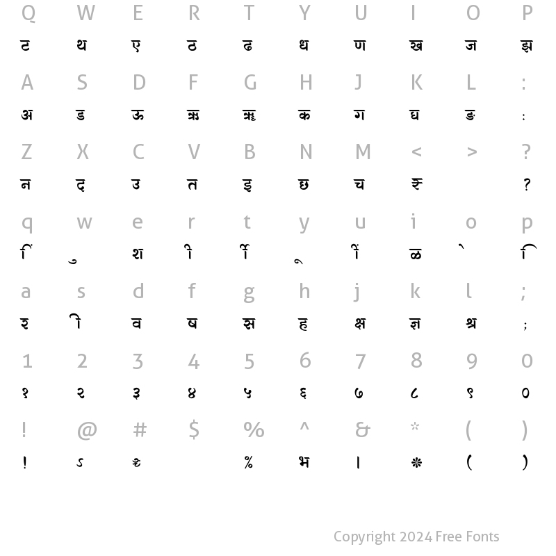 Character Map of SHREE-DEV7-4900 Regular