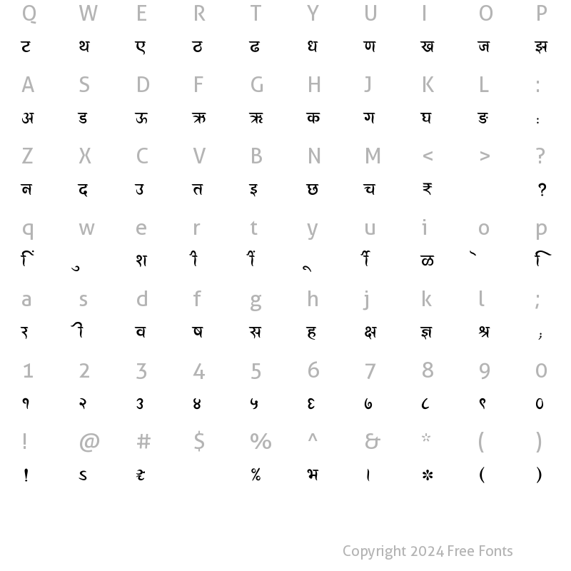 Character Map of SHREE-DEV7-4901 Regular