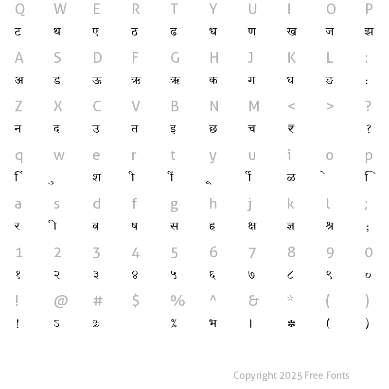 Character Map of SHREE-DEV7-4902 Regular