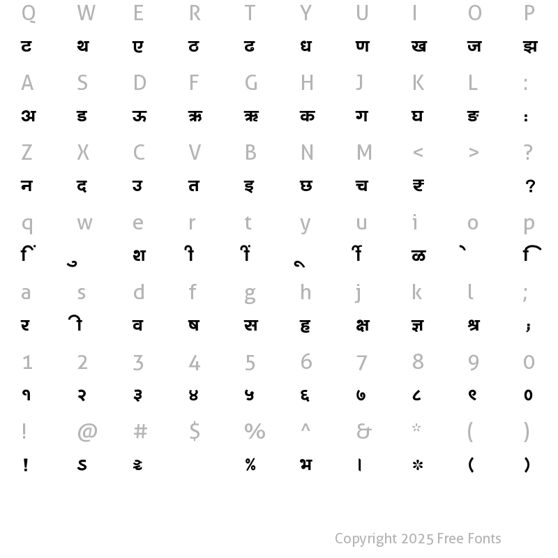 Character Map of SHREE-DEV7-4904 Regular