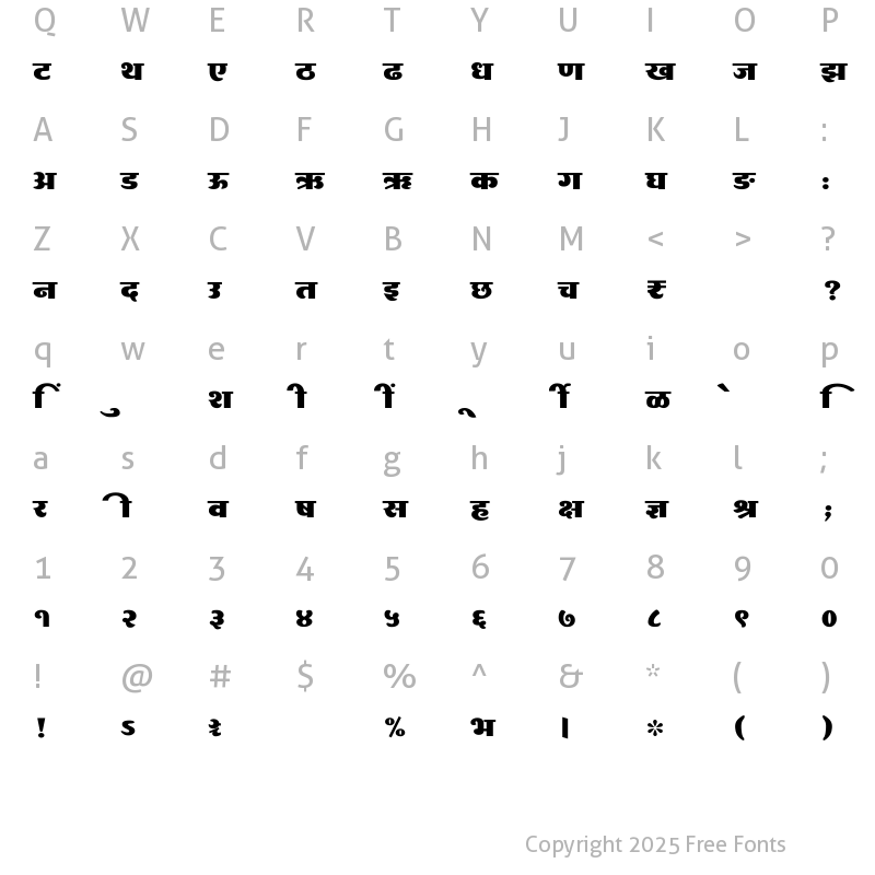 Character Map of SHREE-DEV7-4907 Regular