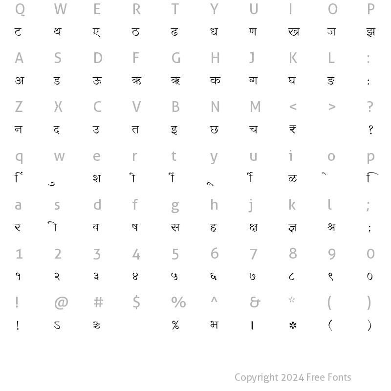 Character Map of SHREE-DEV7-4908 Regular