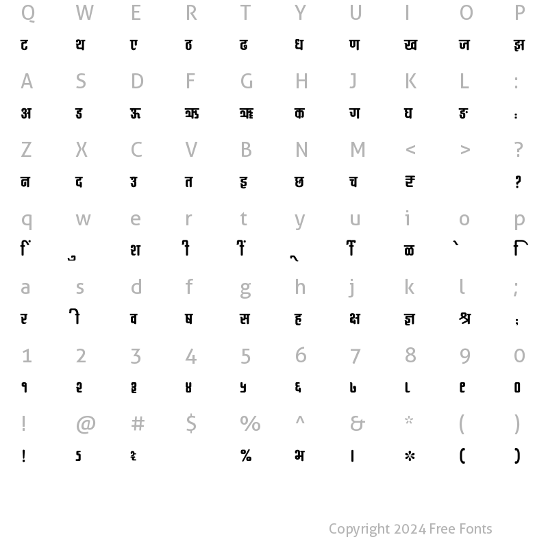 Character Map of SHREE-DEV7-4910 Regular