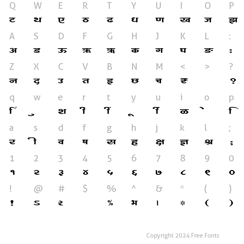 Character Map of SHREE-DEV7-4911 Regular