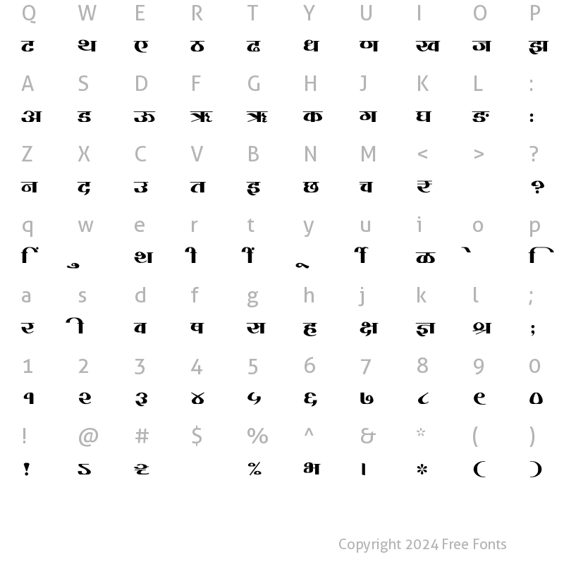 Character Map of SHREE-DEV7-4916 Regular