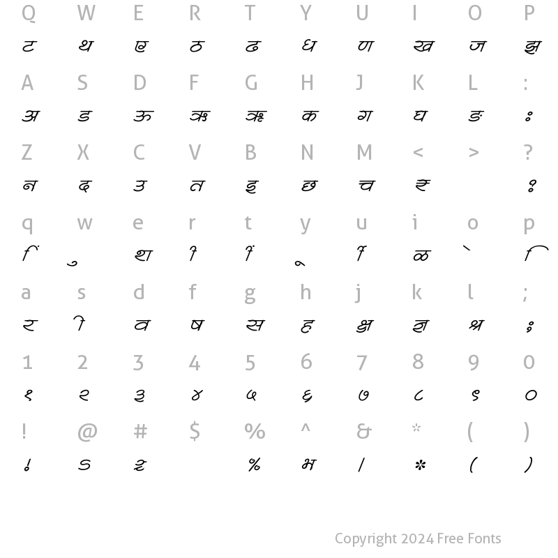 Character Map of SHREE-DEV7-4917 Regular