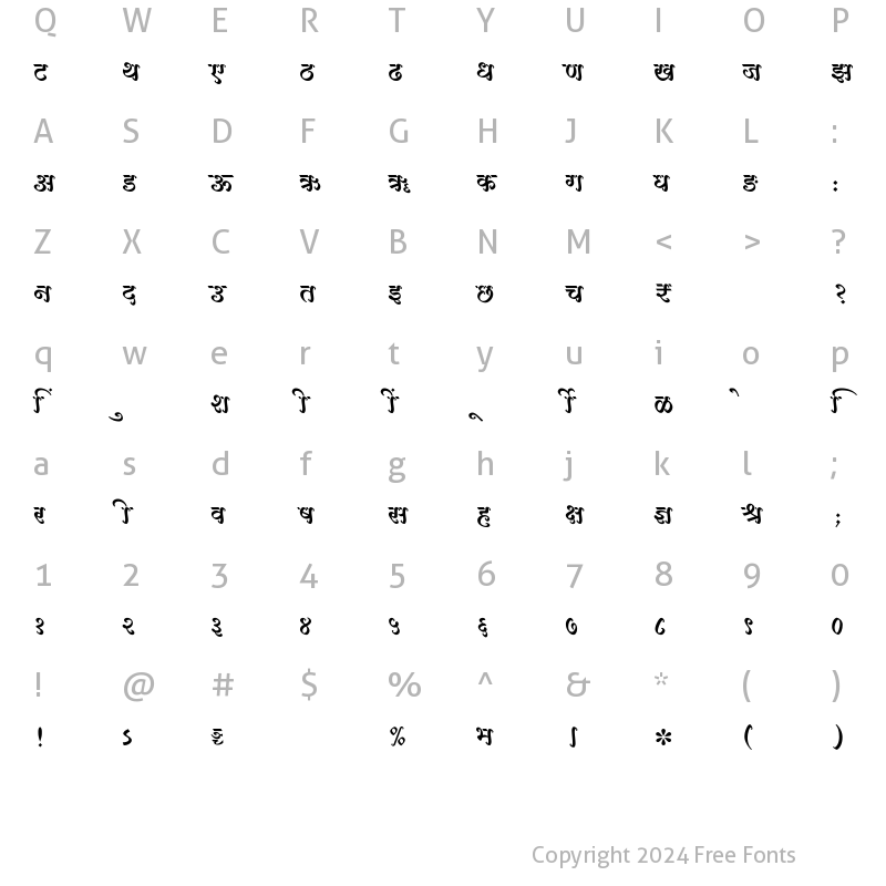 Character Map of SHREE-DEV7-4923 Regular