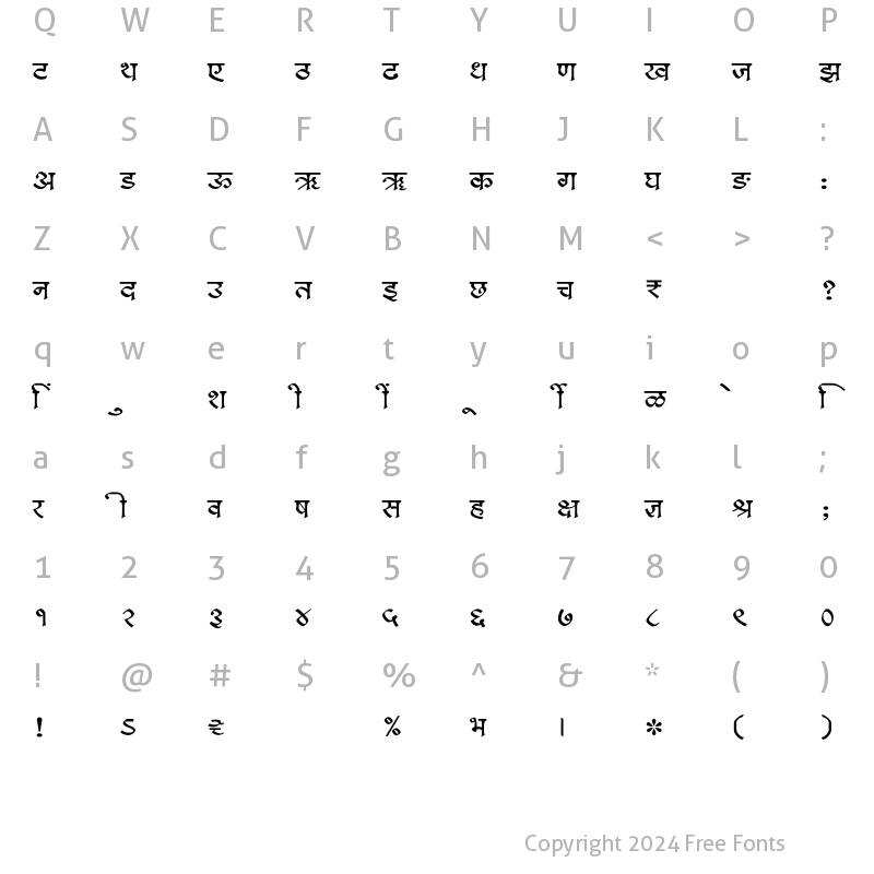 Character Map of SHREE-DEV7-4926 Regular