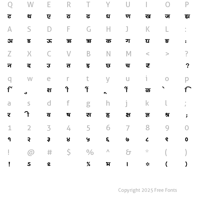 Character Map of SHREE-DEV7-4932 Regular