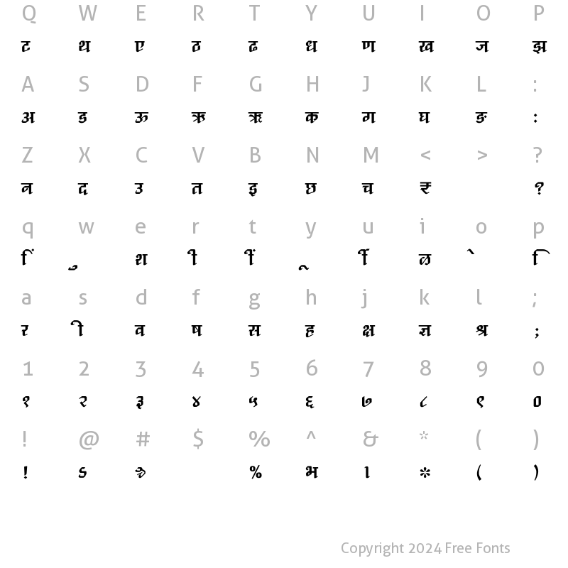 Character Map of SHREE-DEV7-4937 Regular