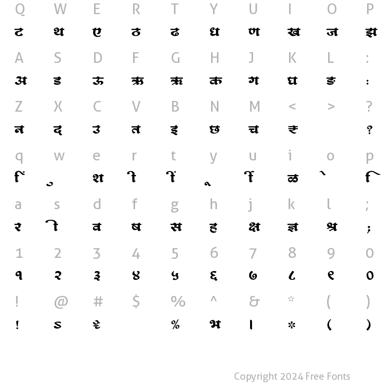 Character Map of SHREE-DEV7-4942 Regular