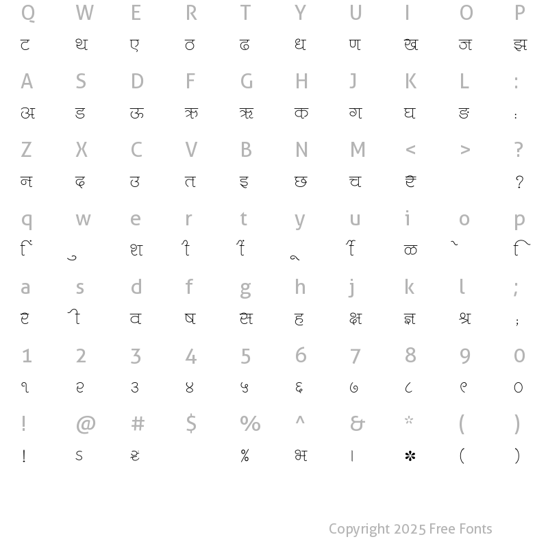 Character Map of SHREE-DEV7-4944 Regular