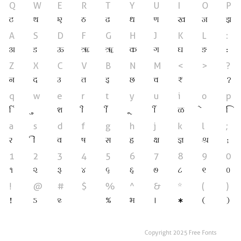 Character Map of SHREE-DEV7-4946 Regular