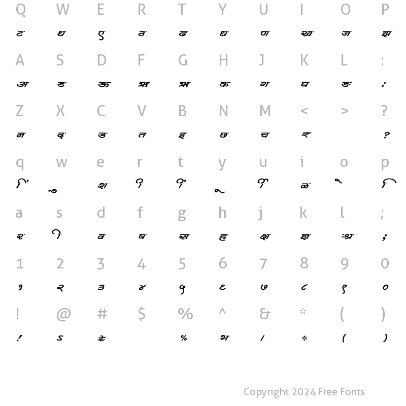 Character Map of SHREE-DEV7-4950 Regular