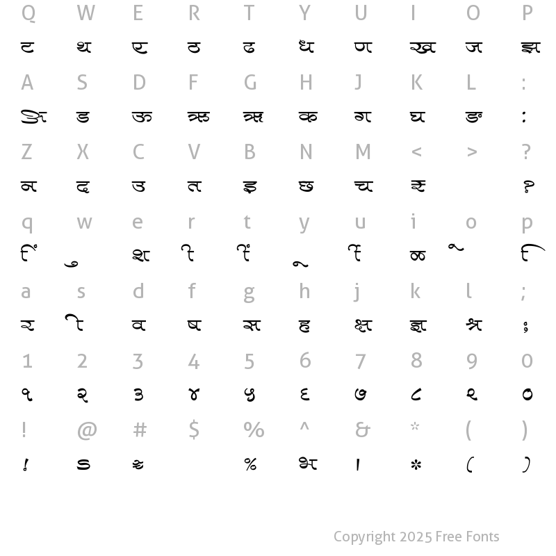 Character Map of SHREE-DEV7-4951 Regular