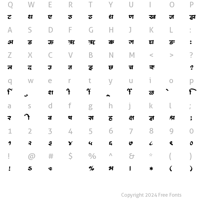 Character Map of SHREE-DEV7-4952 Regular