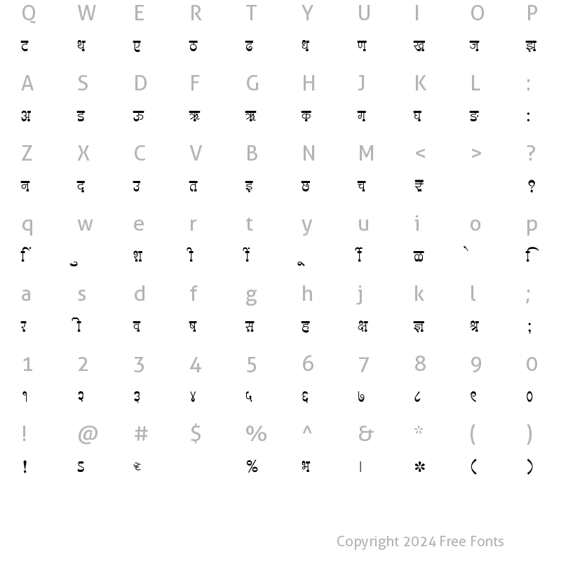 Character Map of SHREE-DEV7-4953 Regular