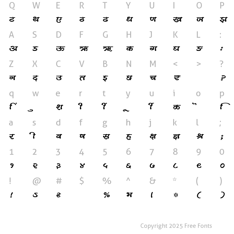 Character Map of SHREE-DEV7-4957 Regular