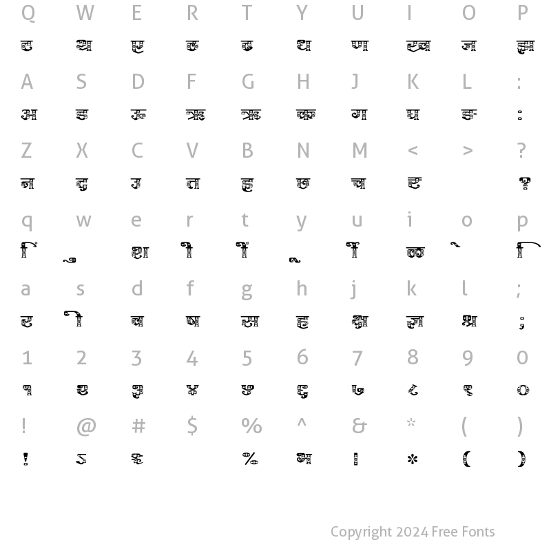 Character Map of SHREE-DEV7-4967 Regular