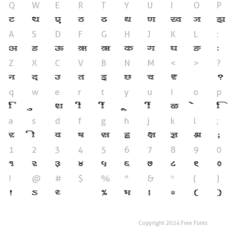 Character Map of SHREE-DEV7-4976 Regular