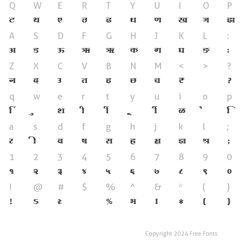 Character Map of SHREE-DEV7-4977 Regular