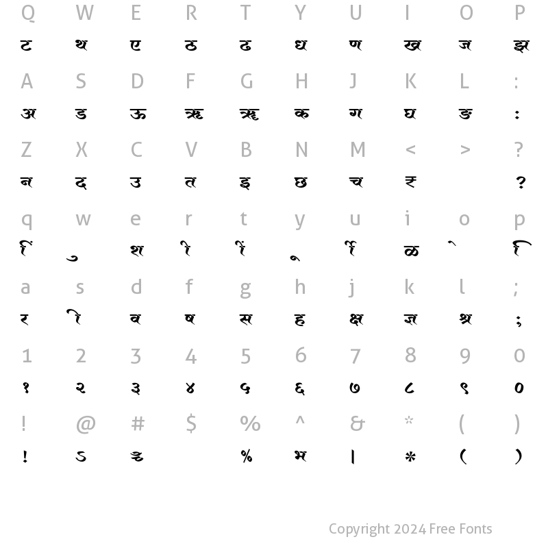 Character Map of SHREE-DEV7-4979 Regular