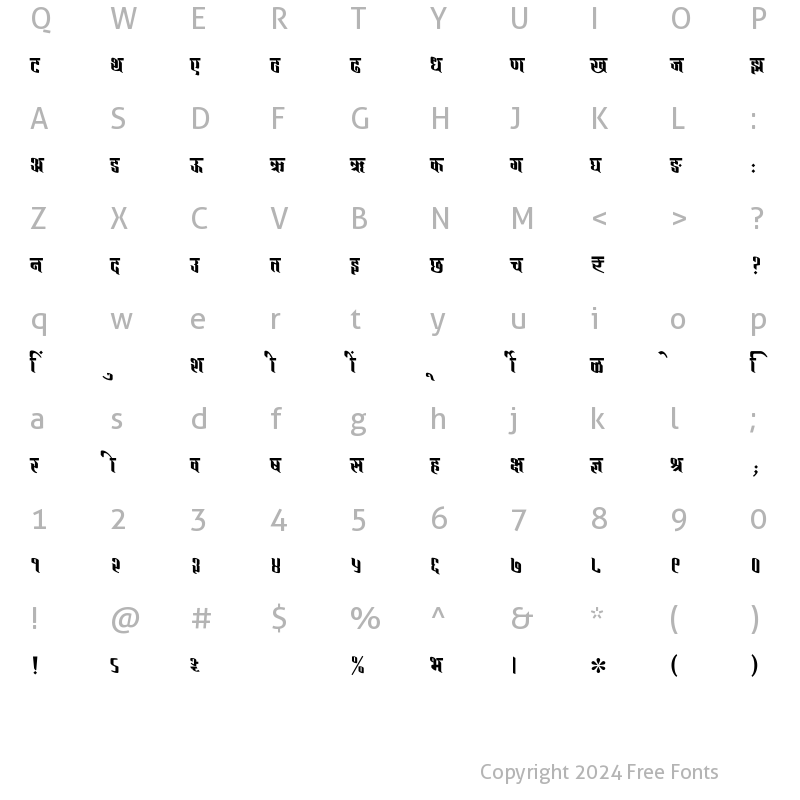 Character Map of SHREE-DEV7-4980 Regular