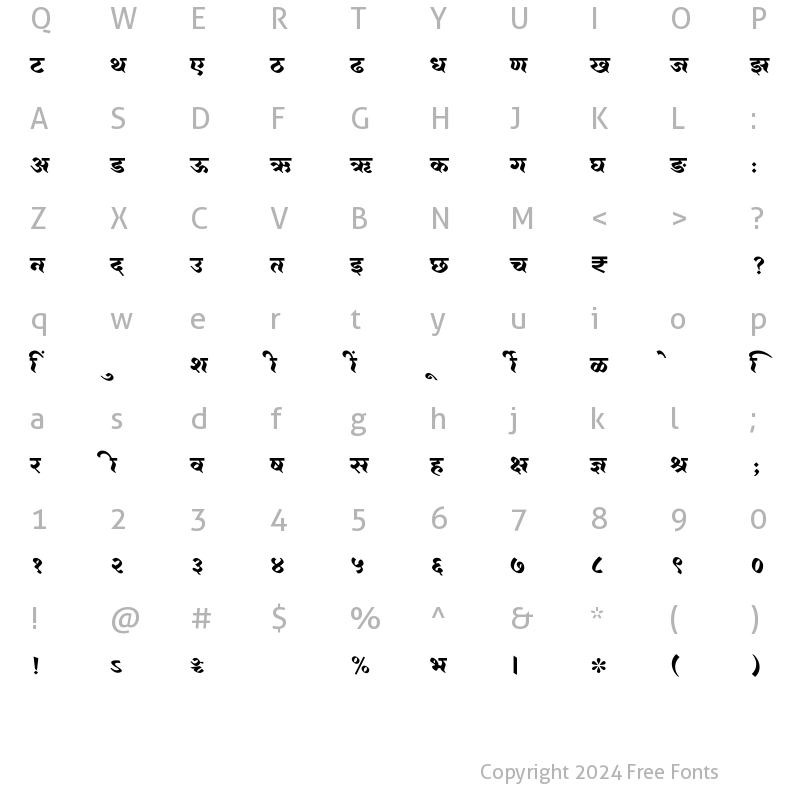 Character Map of SHREE-DEV7-4981 Regular