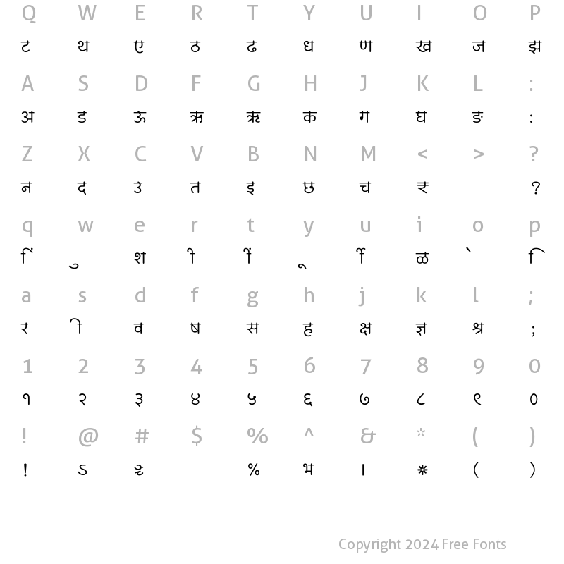 Character Map of SHREE-DEV7-4992 Regular