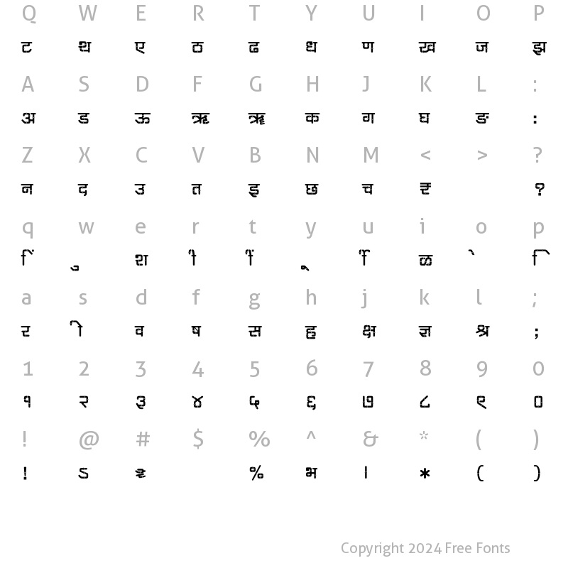 Character Map of SHREE-DEV7-4998 Regular