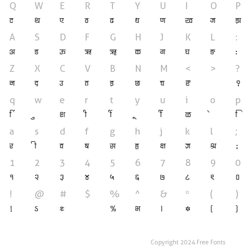 Character Map of SHREE-DEV7-5000 Regular