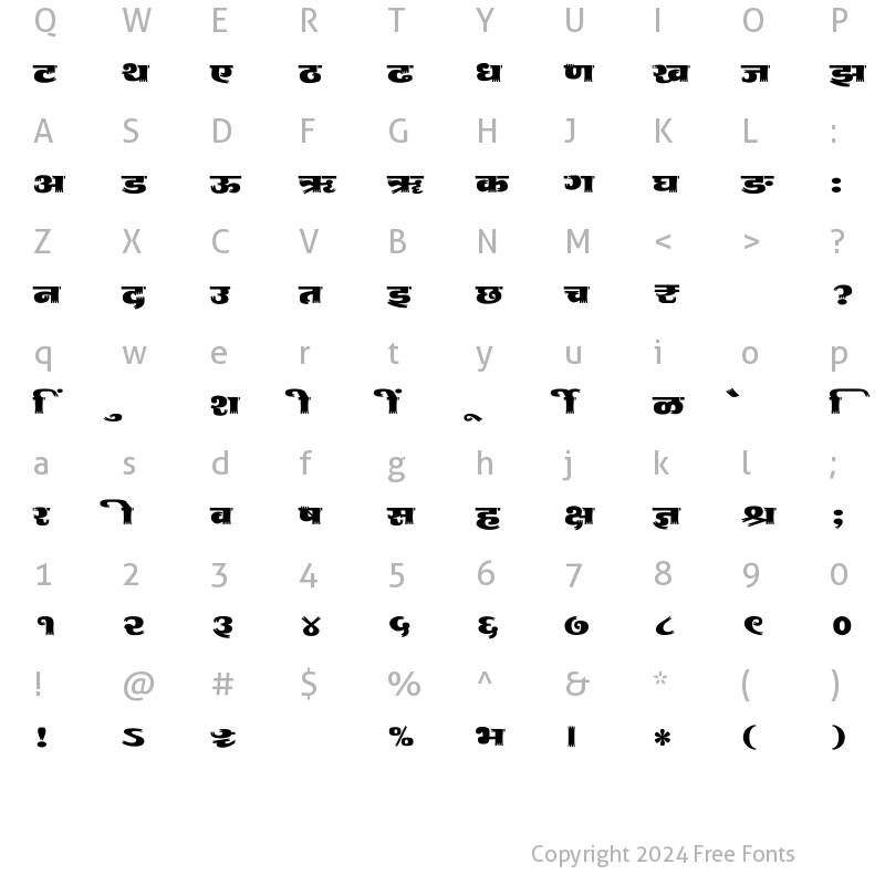 Character Map of SHREE-DEV7-5016 Regular