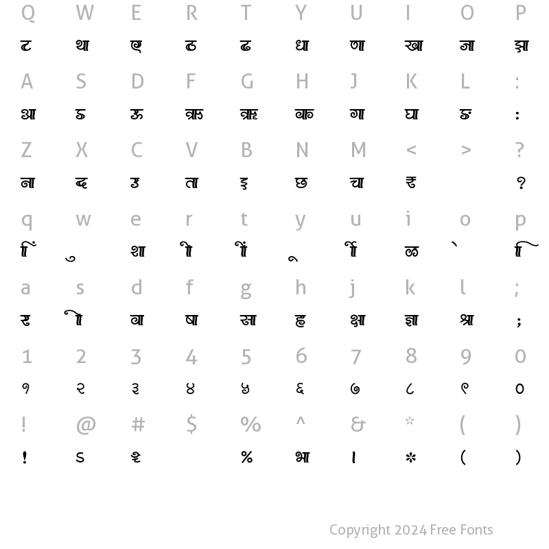 Character Map of SHREE-DEV7-5017 Regular