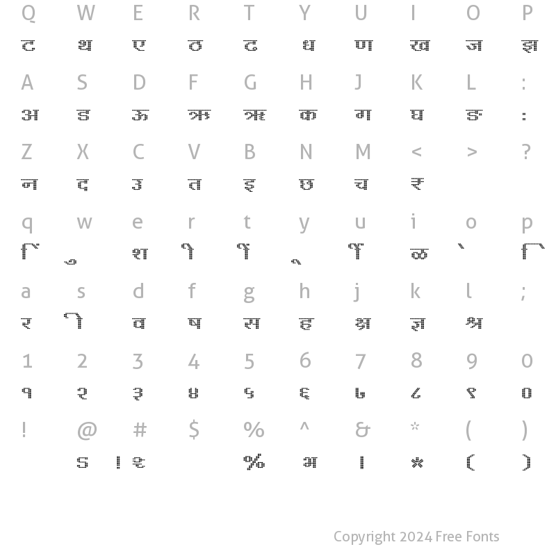 Character Map of SHREE-DEV7-5022 Regular