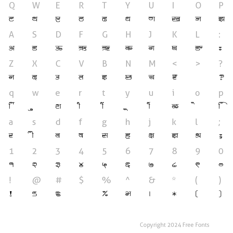 Character Map of SHREE-DEV7-5034 Regular