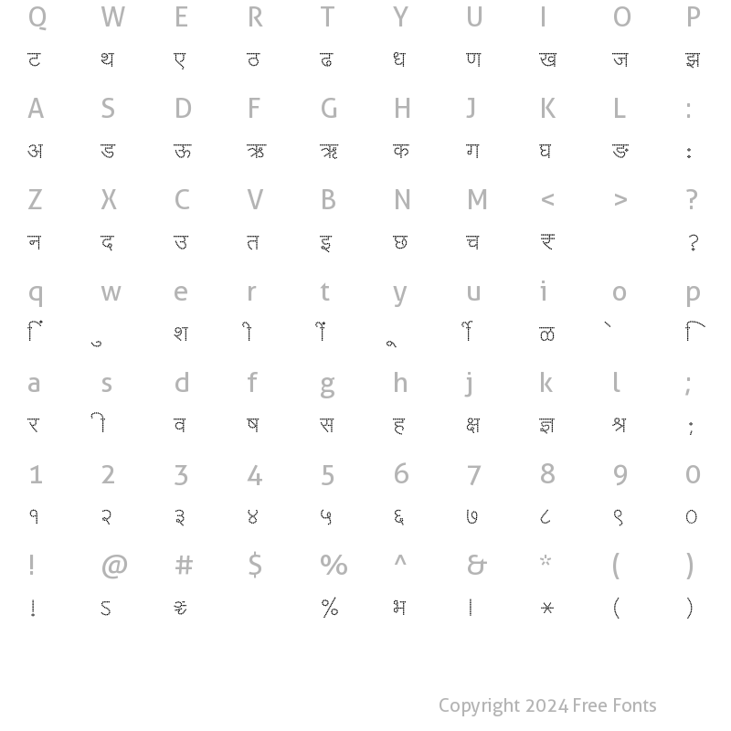 Character Map of SHREE-DEV7-5039 Regular