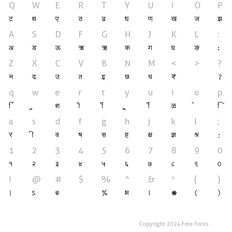 Character Map of SHREE-DEV7-5040 Regular