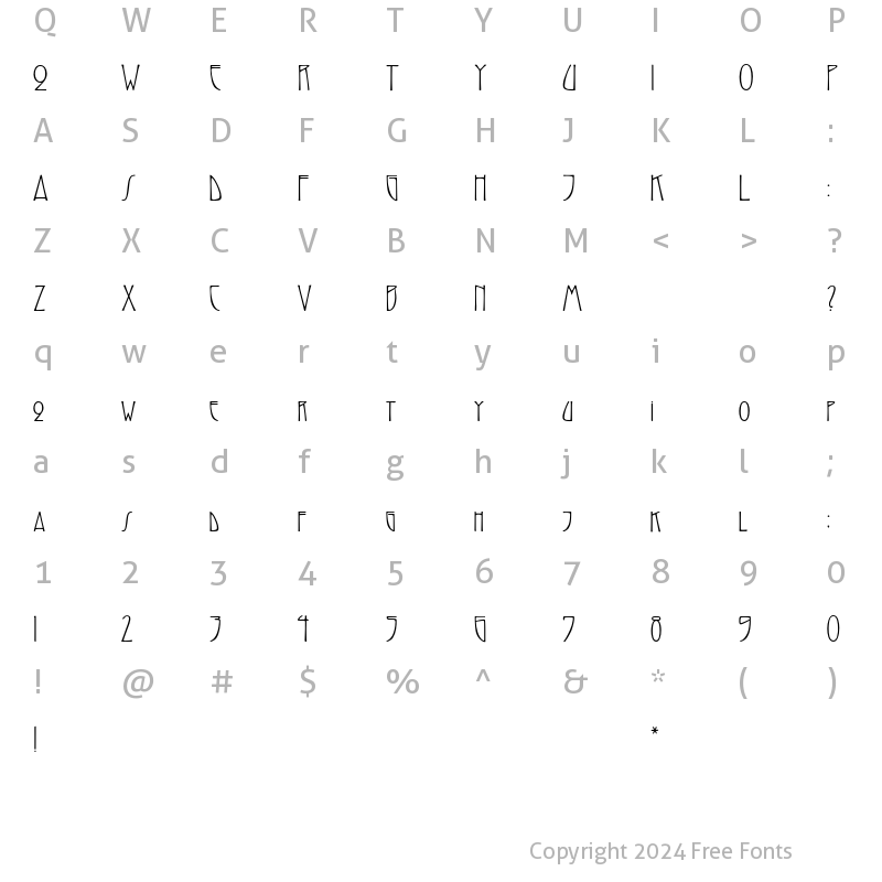 Character Map of Shrifteen Regular