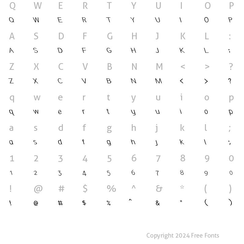 Character Map of Shuneet3 Original Regular