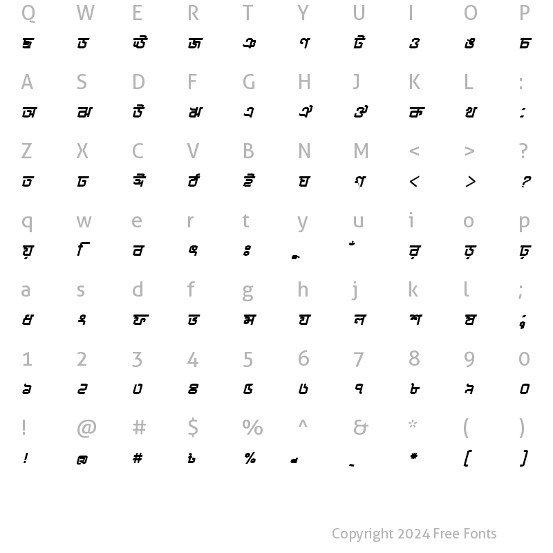 Character Map of ShurmaMJ Bold Italic