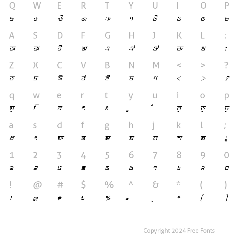 Character Map of ShurmaMJ Italic