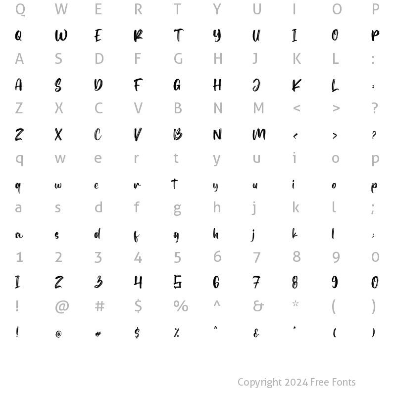 Character Map of Shutdown Brush Regular