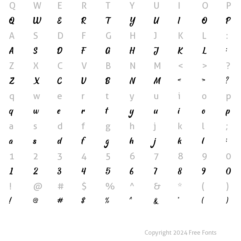 Character Map of Shutle Mind Regular