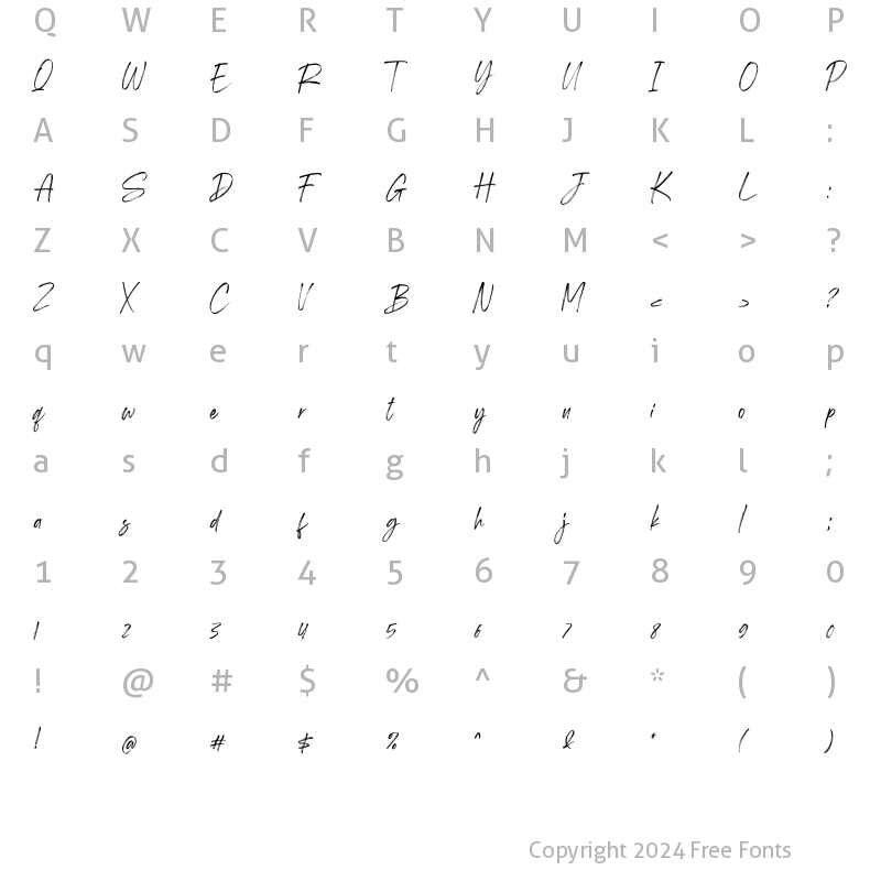 Character Map of Shutterland Regular