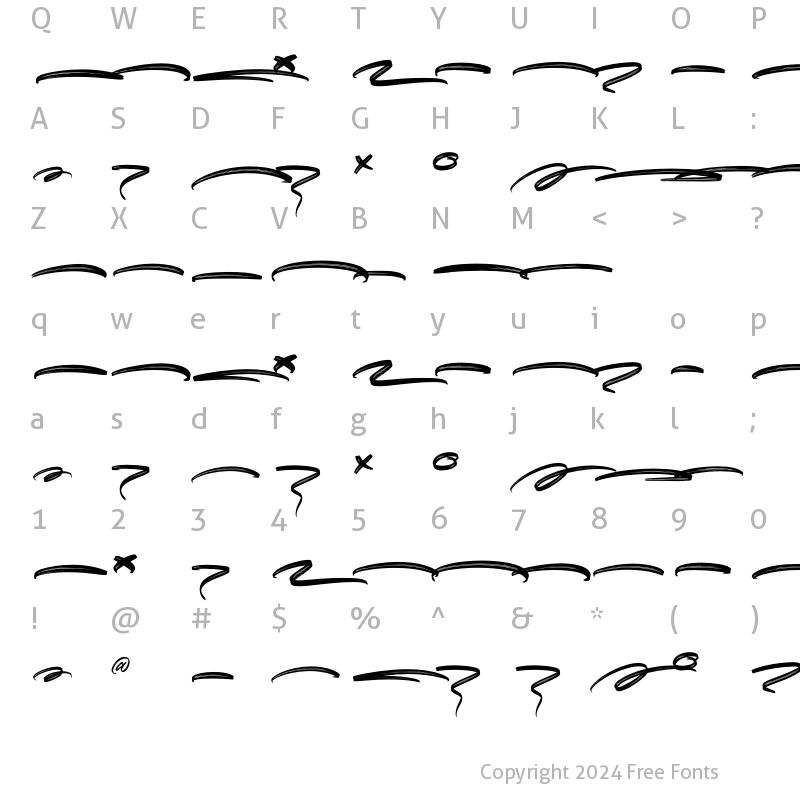 Character Map of Shutterlocks Swash