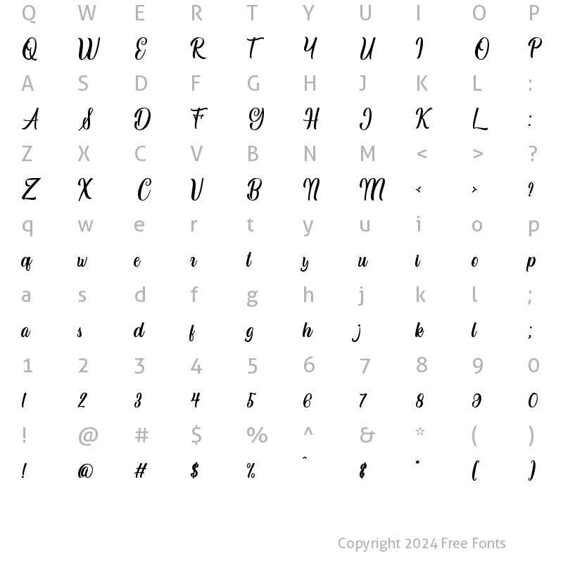 Character Map of Shuttezerg Script Regular