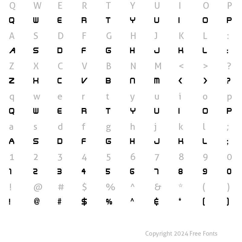 Character Map of Shuttle-Condensed Normal