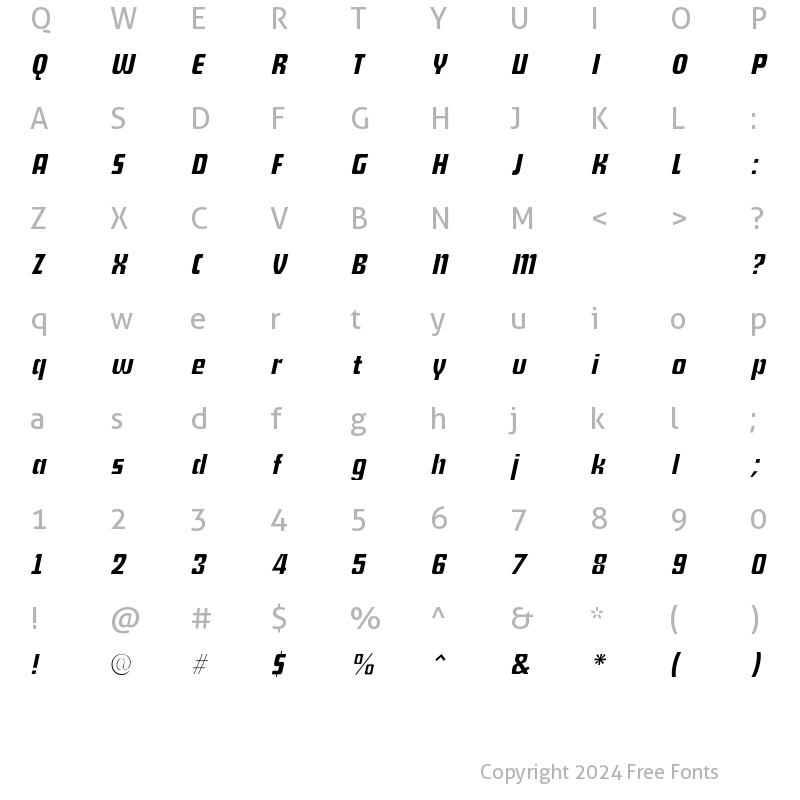 Character Map of Shylock Italic