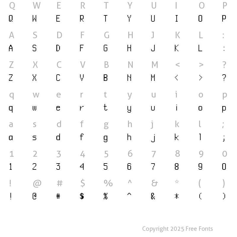 Character Map of SI Tab Regular